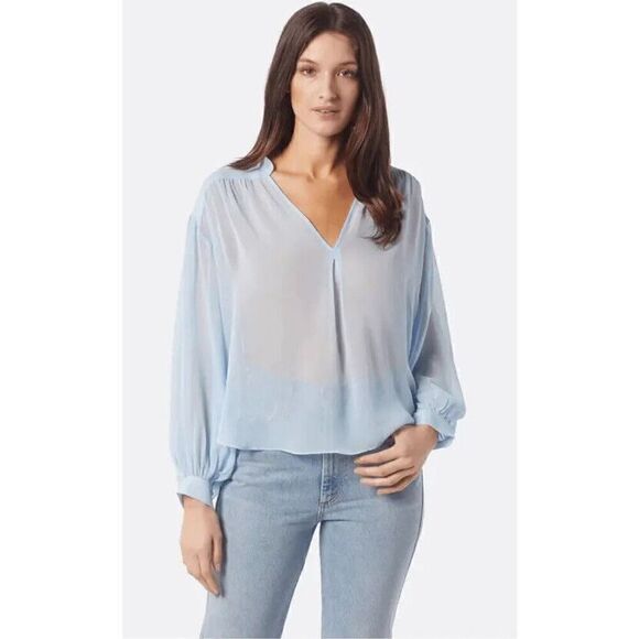 Joie lasha long sleeve 100% silk top light blue size Large and Medium, NWT - Picture 5 of 13